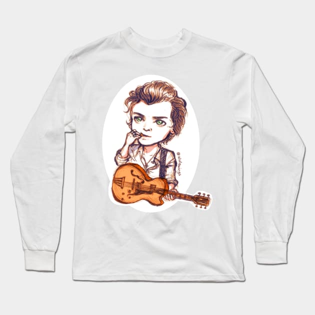 Guitar Pick Bite Long Sleeve T-Shirt by alulawings